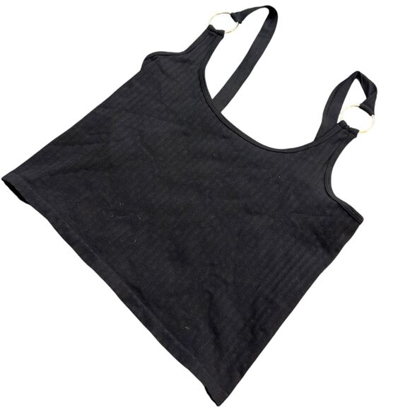 Bella Seamless Tank Top Women's M/Large Black Stretched Cropped Ribbed Classic - Picture 2 of 6